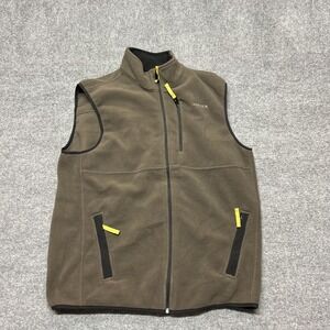 Solaris Fleece Vest Mens Large Brown Full Zip Pockets Outdoor Hiking